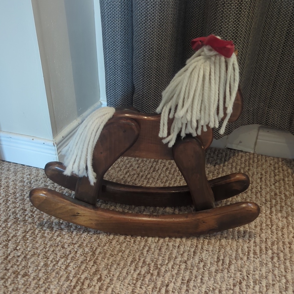 Amish Wooden Rocking Horse Decor